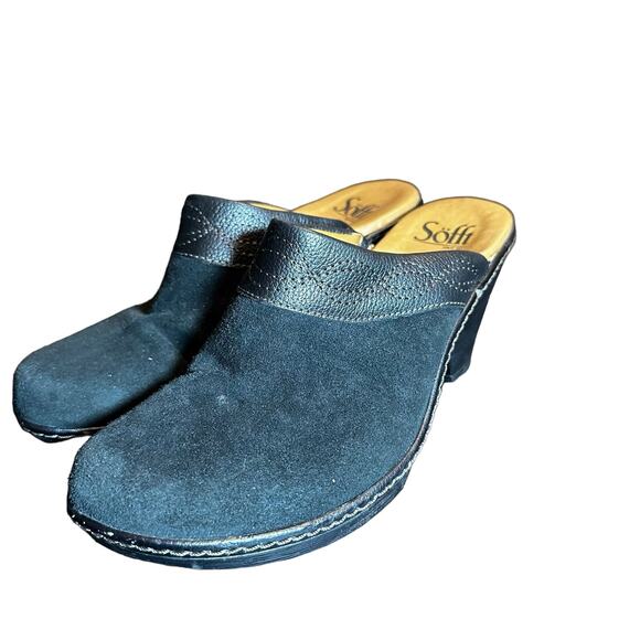 Sofft Octavia black suede and Leather clogs mules size 7 comfortable - Picture 7 of 10